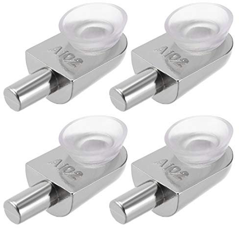 sourcing map Shelf Support Pegs 4pcs Glass Shelf Pins Bracket Zinc Alloy Nail Polished Rod Joint with Suction Cup with 5mm Dia Pin