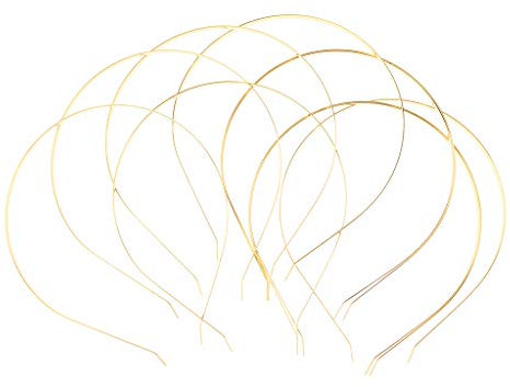 Fenteer 10 teilig aus aus Haarreifen Haarband Stirnband Kopfband Keine Zähne DIY Haarschmuck für und Damen, Gold