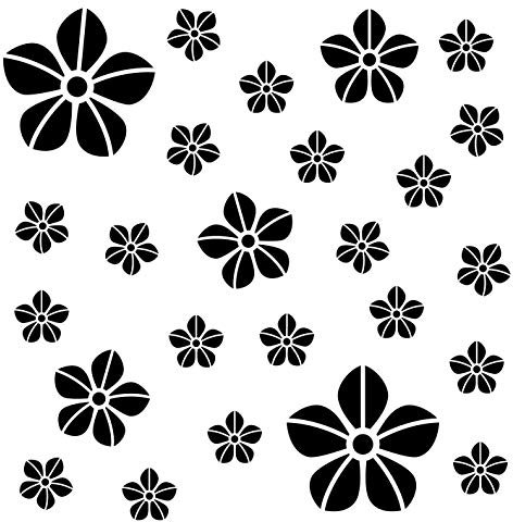 kleb-Drauf® | 25 Blumen | Schwarz - matt | Autoaufkleber Autosticker Decal Aufkleber Sticker | Auto Car Motorrad Fahrrad Roller Bike | Deko Tuning Stickerbomb Styling Wrapping