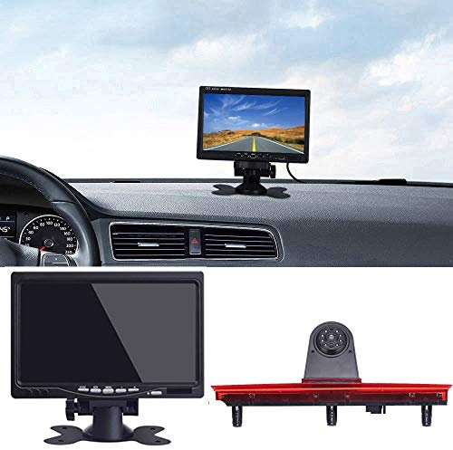 「Rückfahrkamera Transportster + 7 Zoll TFT LCD Bildschirm Auto Monitor」 Bremsleuchte Auto Dach Rückfahrkamera Replacement für T5 Bus Transporter Caravelle