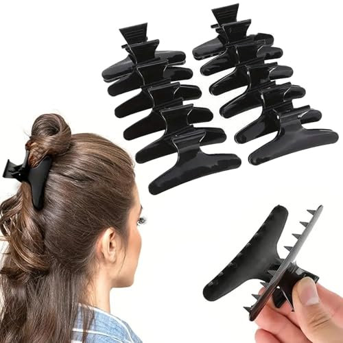mollettoni capelli donna,12 pezzi mollettoni capelli,Black Butterfly Holding Hair Clip Sezione Di Capelli Artiglio Morsetti Strumento Di Parrucchiere