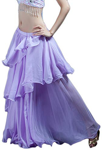 Damen Bauchtanz Rock Maxi Chiffon Röcke Lang Swing Bauch Tanzrock