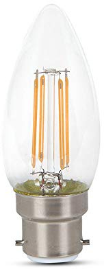 V-TAC 4W (40W Equivalent) Energy Saving Candle Shape Filament Vintage Style LED Bulb with Samsung LED 5 Years Warranty 3000K Warm White B22 BS (Bayonet Screw)