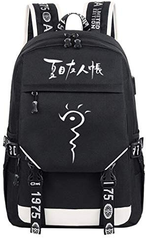 WANHONGYUE Natsume Yuujinchou Anime Cosplay Leuchtend Rucksack Schultasche Laptop Backpack mit USB-Ladeanschluss Schwarz / 19
