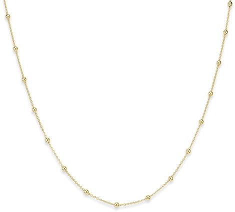 MATERIA Damen Halskette Gold Kugelkette - 925 Silber Damenkette Goldkette vergoldet lang mit Kugeln in Box K104-60 cm