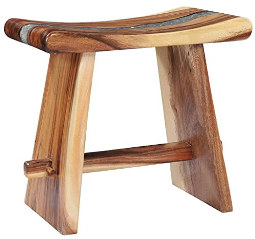 vidaXL Suarholz Massiv Hocker Badhocker Duschhocker Badestuhl Duschstuhl Holzhocker Fußhocker Nachttisch Blumenhocker Badezimmer 50x30x45cm Polyresin