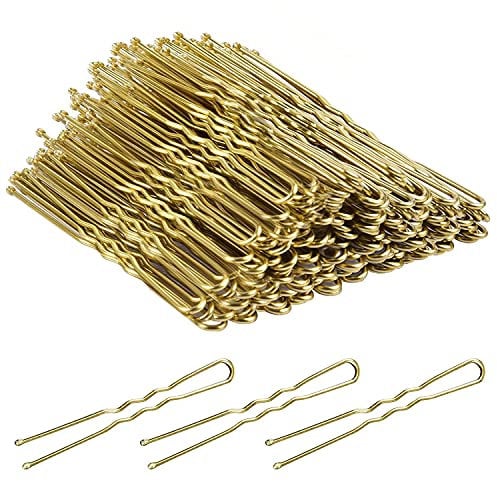 Bun Pins,MORGLES 80 Pcs Hair Pin for Buns Blonde Hair Grips for Women Kirby Grips with Box (Golden 6cm/2.4 inch)