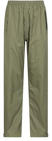 Mountain Warehouse Pakka Womens Waterproof Over Trousers - Packaway Bag, Breathable Rain Pants, Hook & Loop Ankle Opening Ladies Rainwear - for Spring Summer & Outdoors Khaki Women's Size 12