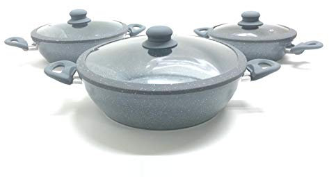 CasseseShop Tris Tegami Pentole con 2 Manici Bavaria (Grigio)