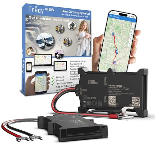 Tracy-TL1 Sofortstart Paket GPS-Ortung inkl. SIM, EU-Flat, Portal, App, Selbsteinbau: Einfachste Installation direkt auf der Batterie. + Made in EU !