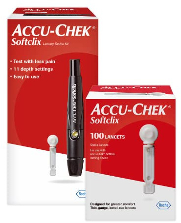 Accu-Chek Softclix Diabetes Lancing Device and 110 Softclix Lancets for Diabetic Blood Glucose Testing (Packaging May Vary)