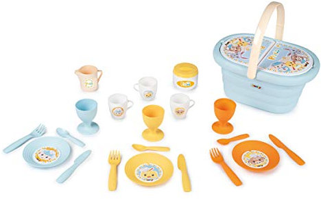Smoby Ptitoo 310532 Picknickkorb, Tragegriff, 20 Zubehörteile, ab 18 Monaten, Blau