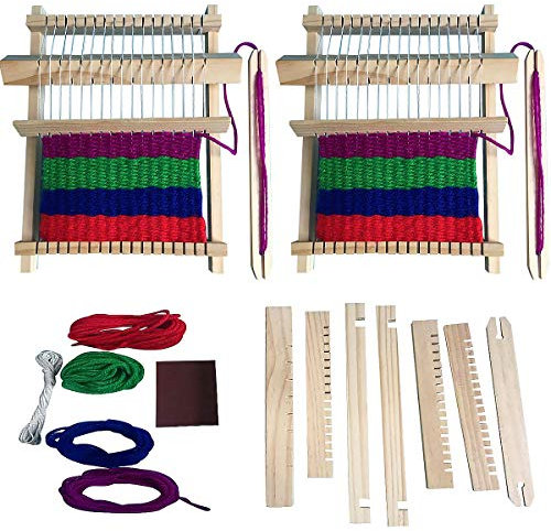 Senteen Webrahmen Aus Holz, 2pcs Webstuhl Handarbeits Weaving Loom Kit Schulwebrahmen Holzspielzeug Gelten Anfänger