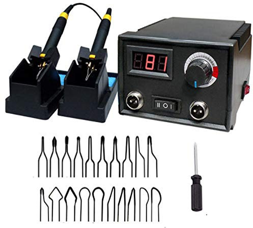 Seababyhouse 60W Professionelles Holzbrenner Werkzeug für Brandmalerei Dual Pen Brandmalerei Bastelset Brandmalgerät, pyrography Set Machine, mit 2 Stifte, 20 Drahtspitzenspitzen