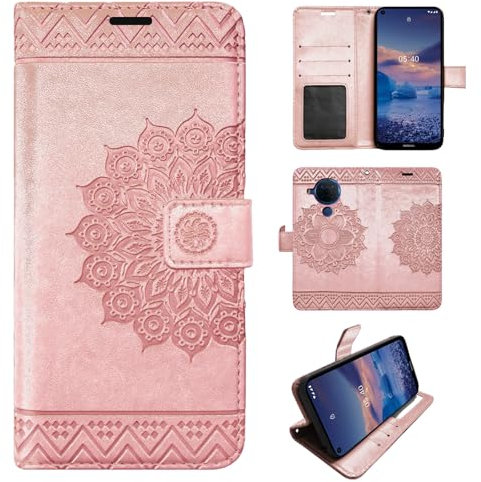 betterfon Hülle Kompatibel mit Nokia 5.4 | Klapphülle Schutzhülle mit Kartenfächer Kompatibel für 5.4 | Magnetverschluss Klapphülle | Rosegold