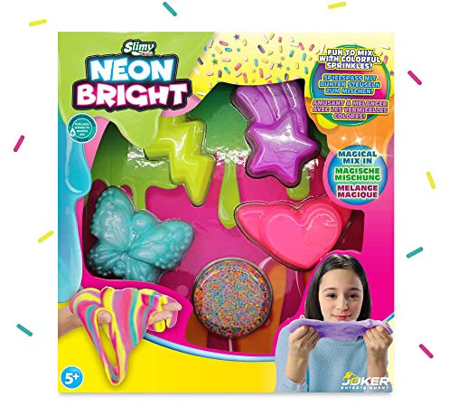 SLIMY Neon Bright 240g - Original Slimy Slime Spielmassen Set für Kinder, Schleim mit bunten Streuseln zum Einkneten und Mischen für kreativen Spielspaß, elastische Spielknete (Spielzeug ab 3 Jahre)