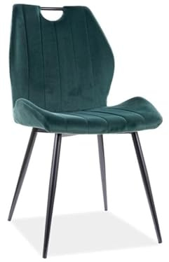 SIGNAL MEBLE ARCO, Polsterstuhl, Velvet-Samt Bezug, Grün, Ergonomische Sitzfläche, Metallbeine, 91x51x58 cm, Sitzhöhe 48 cm, Belastbar bis 120 kg, Esszimmerstuhl
