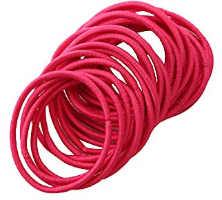 FEIFEI'S BOW 50Pcs Girls Women 2.5mm Thin School Uniform Endless Hair Elastics Bobbles Hair Ties Bands Ponios Ponytail Holders (Fuchsia)