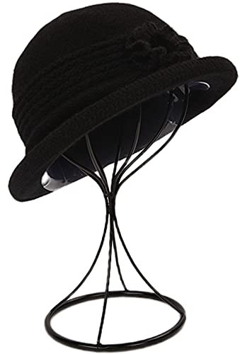 ZffXH Winter Herbst Wolle Stricken modische Cloche Hut 1920 Vintage Filz Beanie Cap Kirche Eimer Kleid für Frauen Damen Senioren