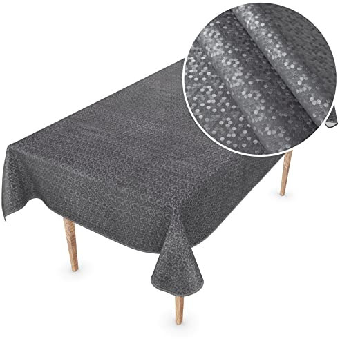 Premium Wachstuchtischdecke Tischdecke Vinyl Wachstischdecke abwaschbar 150x150cm Punkte Anthrazit edel abwischbar