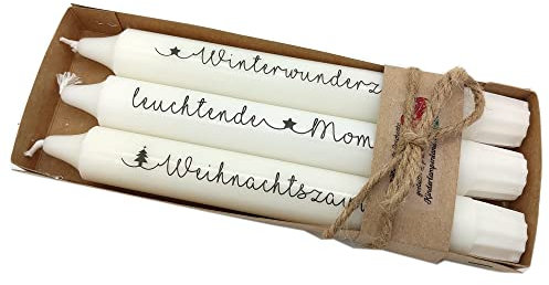 Kerzen mit Spruch für Adventszeit und Weihnachten Adventskerzen Kerze (Weihnachtszauber, leuchtende Momente, Winterwunderzeit)