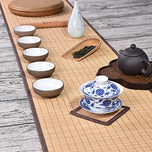 FUDANLI Tischläufer Original Teematten Aus Bambus Japanischer Stil, Abwischbare Platzdeckchen/Kaffeeuntersetzer mit Stoffbordüre, Teehaus-Tischläufer (Size : 40x150cm/15.7x59in)