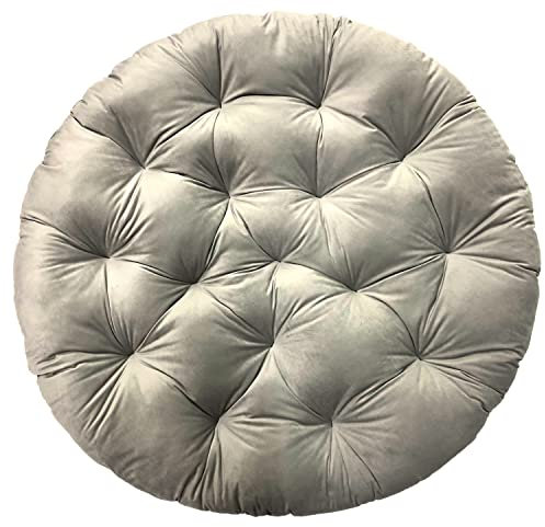 SuperKissen24. Kissen für Hängesessel, Hängestuhl - Runde Sitzkissen mit Silikonfaser - Kissen für Hängeschaukel aus Samtstoff - Hängesitz - Indoor & Outdoor - Dekokissen für Allergiker - Silber