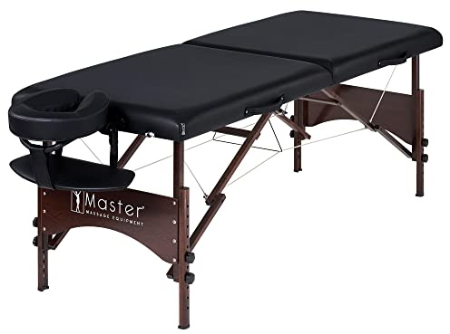 Master Massage 71cm Argo Mobil Massageliege Klappbar Massagebett Massagebank Tisch Portable Beauty Bed Walnussholzbeine und Tragetasche Paket-Schwarz