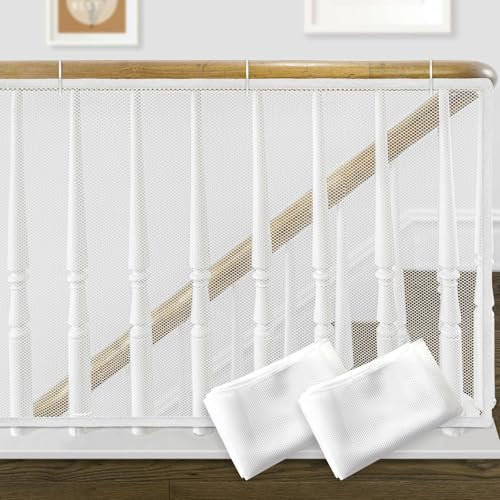 2 Pack 3m x 80cm Stair Railing Net Baby Proofing Balcony Banister Rail Guard Child Safety Stair Protection Safe Rail, White