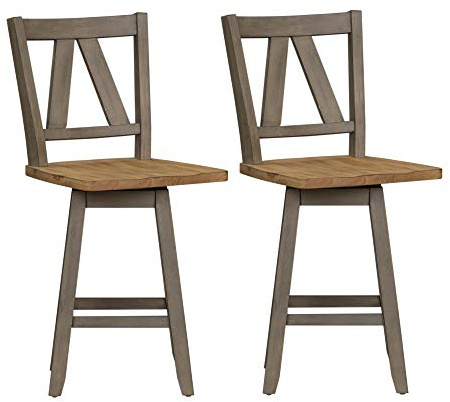 Liberty Furniture Industries Lindsey Farm Counter Height Swivel Chair (RTA) (Set of 2) W18 x D20 x H40, Gray