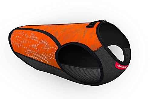 EzyDog Hundemantel Wasserdicht für Kleine, Mittelgroße und Große Hunde - Hundepullover Fleece mit Sicheren Reflexstreifen, Thermax Hundejacke - Hunderegenmantel mit Bauchschutz (M, Orange)