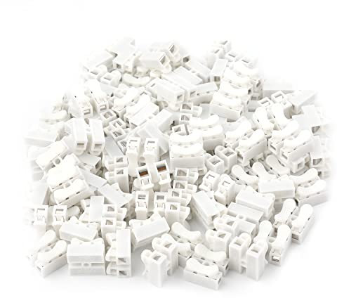 100pcs 10A 220V CH-2 Quick Connector 2-Position Spring Wire Connectors Self-Locking CH-2 Press Type Electric Connection Quick Wiring Terminal for Lighting and Automotive Electricity