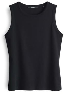 someday Damen Top | Geripptes Top KLEANNE Slim aus BCI Cotton Mix Black, 36