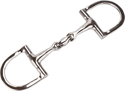 Equinate D-Ring Trense Edelstahl 16mm doppelt gebrochen 11,5cm - Anatomisch geformtes maulfreundliches Gebiss mit sanfter Einwirkung - Lasergravierte Größenangabe