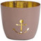 Seaside No.64 - Maritime Windlichter Baltic aus Metall mit ausgestanzten Motiven - Verschiedene Farbkombinationen für Teelichter & Stumpenkerzen in Haus und Garten (Anker - DKL.apricot, Gold)