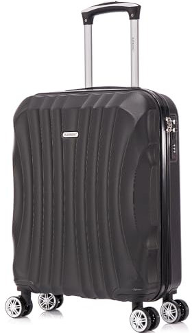 RAYKONG Maleta de Cabina ABS 55x40x20cm (44L) - Maletas de Viaje Pequeñas Ligeras 20 Pulgadas - Negro