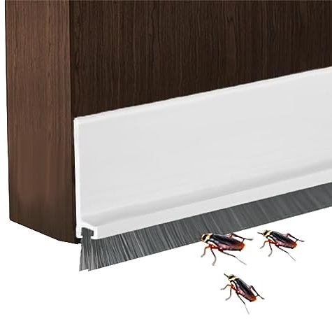 Irikdescia® Boudin de porte avec brosse de réduction du bruit, en forme de H, réduction du bruit, balayette de porte réglable, nettoyage (blanc)