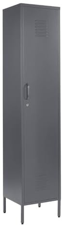 MMT Furniture Metal Locker Cabinet with Lockable Storage Cupboard Slim One Door (Gray, 180 cm)