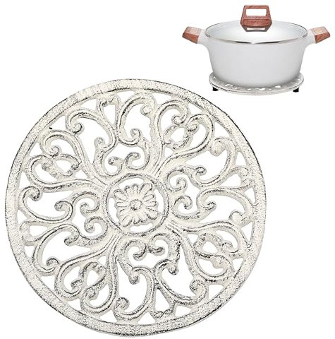 Sumnacon 1 Pack Cast Iron Trivet - Rectangle Iron Trivet for Hot Dish Pot Pan Plate (White, 6.7 Inch)