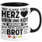 Krankenschwester Pflege Geschenk Tasse Mit Ganz Viel Herz Urin Und Kot Verdiene Ich Mein Täglich Brot Geschenkidee Kaffee-Becher (Schwarz)