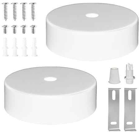 Yotutun 2 Stück Baldachin Metall Weiß, 80 x 25 mm, Runder Decke Lampenabdeckung Deckenanschluss, Deckenbaldachin für Wohnzimmer Flur Küchenleuchter