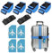 4 Stück Koffergurt & 4 Stück Kofferanhänger & 2 Stück Fügen Sie Eine Tasche Gepäckgurte Hinzu, Kofferband Gurt, Einstellbare Kofferbänder, Auffällig Luggage Strap für Koffer (Hellblau)