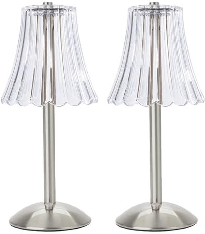HEQET Cordless Table Lamps for Home, Table, Dining Room, Gold Rechargeable Lamps, USB Charge 12'' Tall LED Brass Portable Outdoor Indoor Table Lamp with Built-in Dimmer (Sliver-Flower-Pack2)