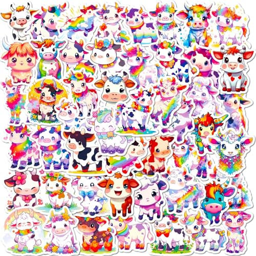 Mistree 50 Kuh Aufkleber Bunt, Wasserfeste Pickerl Bauernhof, 4-5 CM