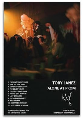 szzmyo Tory Lanez Poster 'Alone at Prom', Album-Poster, Modernes ästhetisches Leinwandposter, 30 x 45 cm, Ungerahmt, für Schlafzimmer, Wohnzimmer, Dekoration