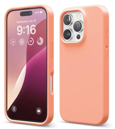 elago Premium Liquid Silikon Hülle Kompatibel mit iPhone 16 Pro Hülle, Ganzkörper Handyhülle, Stoßfest, Schlanke Handyhülle, Kratzfester weicher Mikrofaser-Innenfutter, 6.3 Zoll (Koralle)