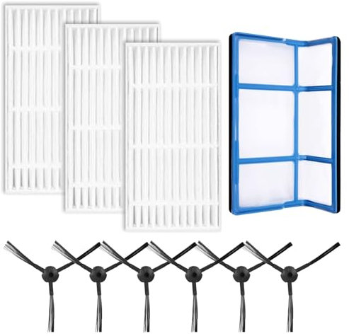 KEEPOW 10-Teil Zubehörset für ZACO V5sPro und V5x Saugroboter, Ersatzteile auch Kompatibel mit ILIFE V5s Pro, V5s, V5, V3s, V3 Staubsauger Roboter, (6 Seitenbürsten + 3 HEPA Filter + 1 Primärfilter)