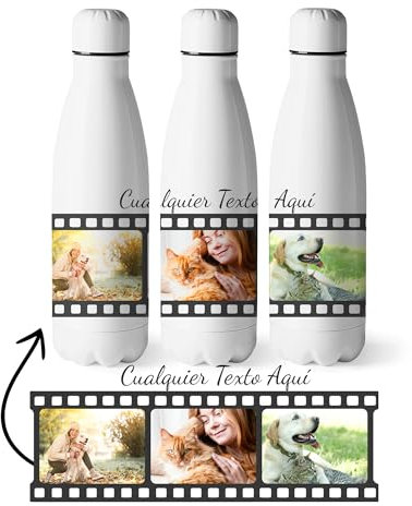 Botella Acero Inoxidable Personalizada con tu Foto, Regalo Personalizado Amigos Friends, Botella de Agua Deportiva, Libre BPA de 500ml (Modelo 2)