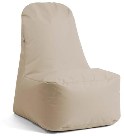 mokebo Outdoor Sitzsack Sessel 'Der Däumchendreher', auch als Gaming Sitzsack oder Gaming Sessel für Kinder, Jugendliche und Erwachsene mit Füllung, Bean Bag für drinnen & draußen in Beige Khaki