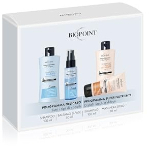 Biopoint Cofanetto Minisize Shampoo Super Nutriente 100ML Maschera Siero Super Nutriente 50ML Shampoo Delicato 100ML Balsamo Bifase Delicato 50ML
